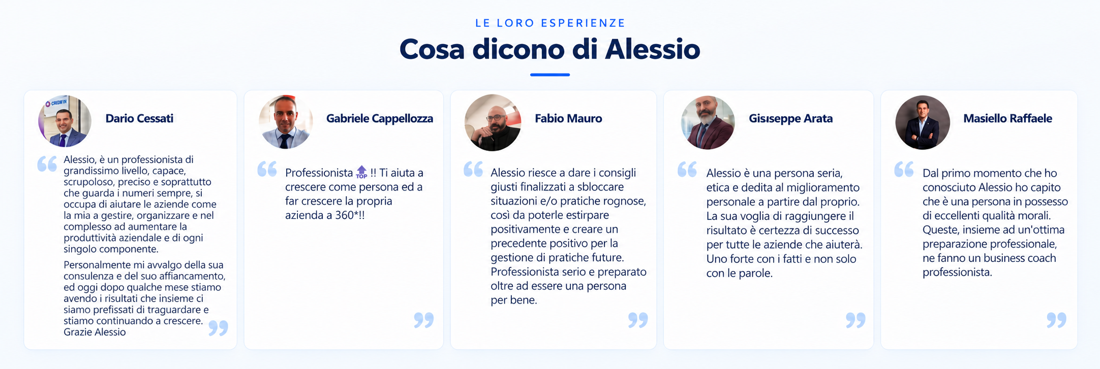 Testimonianze su Alessio - esperienze professionali