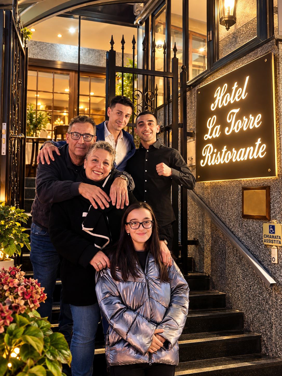 Ritratto di famiglia davanti al ristorante Lancetta.png