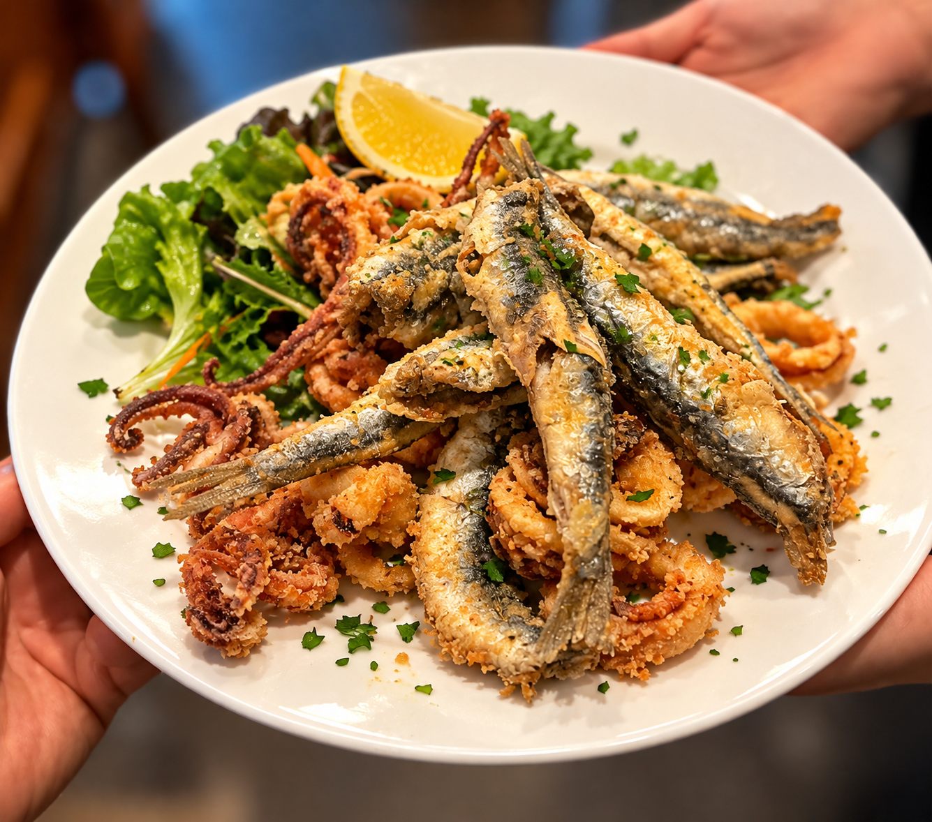 Fritto misto croccante con limone